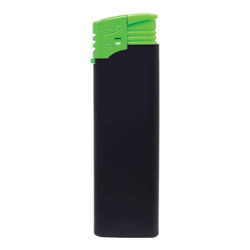 236483-EC Upaljač elektronski ATOMIC F2 RUBBER punjivi gumirani mat crno/neon zeleni