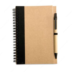 Notes spiralni SONORA PLUS + olovka kemijska, 18x13cm, crni