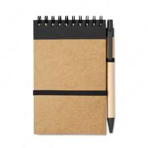 Notes spiralni A6 SONORA 70L, linije + olovka kemijska, crni