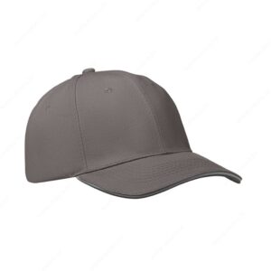 Kapa šilt 6 panela BUZZ 260g, metalna kopča, siva (grey/dark grey)