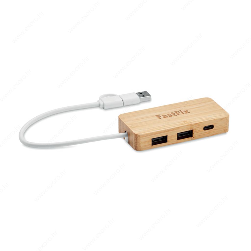 MO2143-40 USB-C/A HUBBAM 3 priključka, drvo
