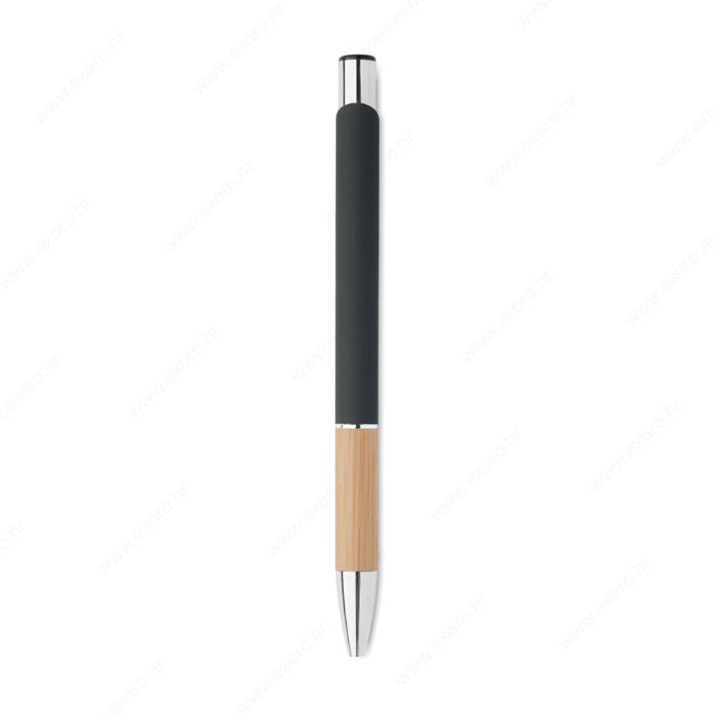 MO2159-03 Olovka kemijska SPARTA s bambus držačem, plavi uložak, crna