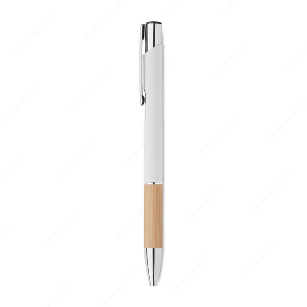 MO2159-06 Olovka kemijska SPARTA s bambus držačem, plavi uložak, bijela