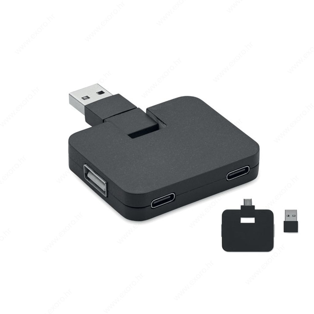 MO2254-03 USB hub s 4 priključka SQUARE-C, crni