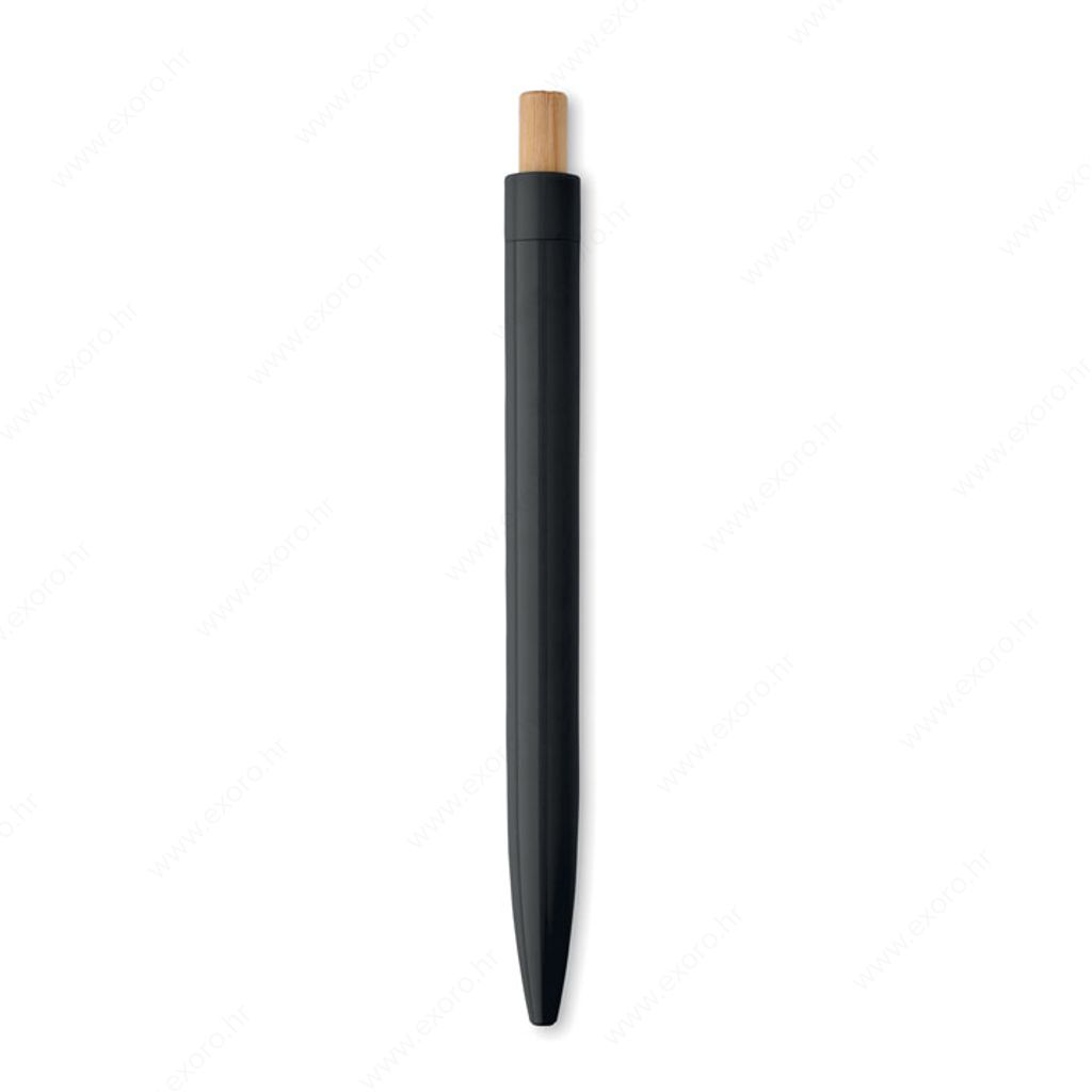 MO2304-03 Olovka kemijska PENU plastična s bambusom, plavi uložak, crna