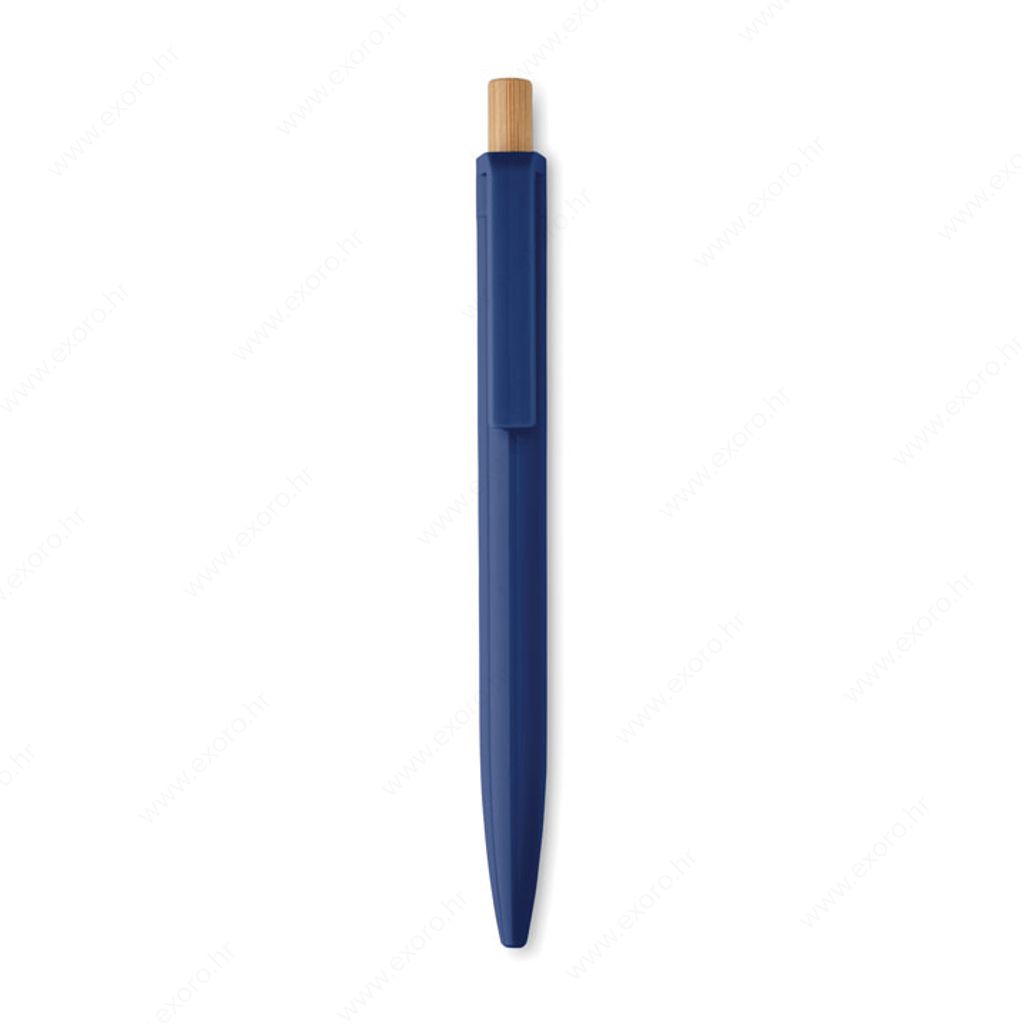 MO2304-04 Olovka kemijska PENU plastična s bambusom, plavi uložak, plava