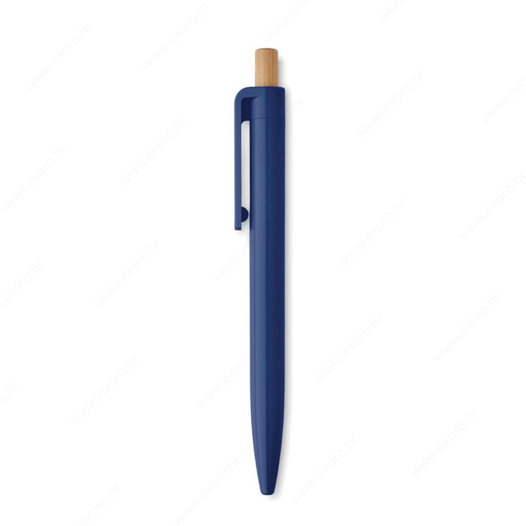 MO2304-04 Olovka kemijska PENU plastična s bambusom, plavi uložak, plava