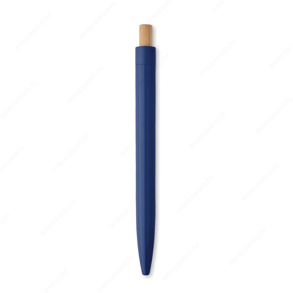 MO2304-04 Olovka kemijska PENU plastična s bambusom, plavi uložak, plava