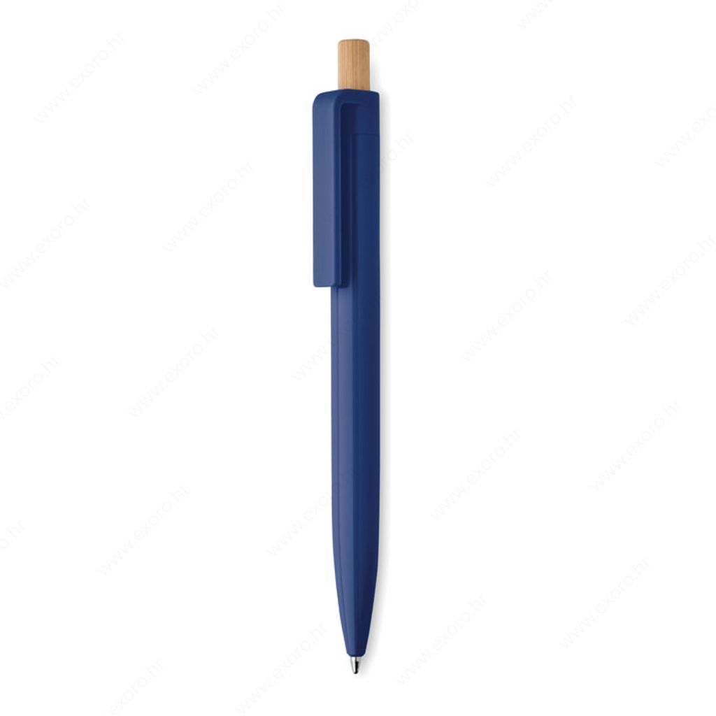 MO2304-04 Olovka kemijska PENU plastična s bambusom, plavi uložak, plava