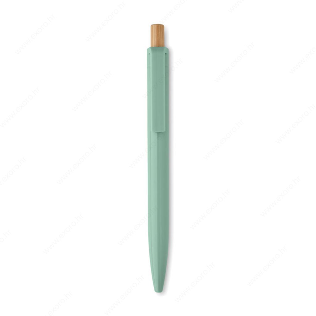 MO2304-77 Olovka kemijska PENU plastična s bambusom, plavi uložak, mint zelena