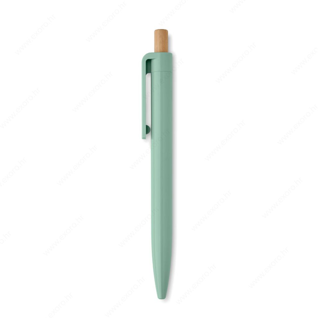 MO2304-77 Olovka kemijska PENU plastična s bambusom, plavi uložak, mint zelena