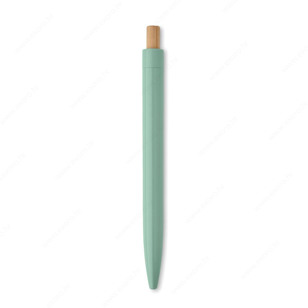 MO2304-77 Olovka kemijska PENU plastična s bambusom, plavi uložak, mint zelena