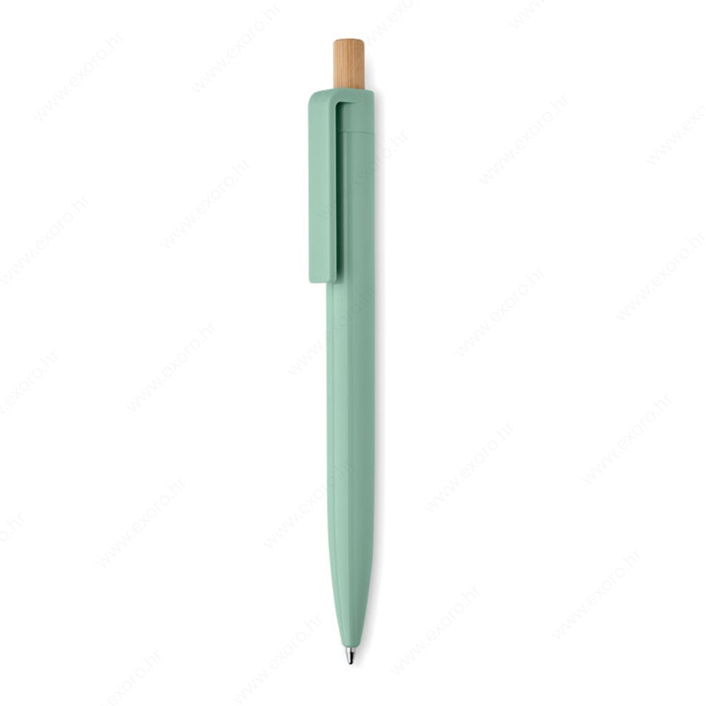 MO2304-77 Olovka kemijska PENU plastična s bambusom, plavi uložak, mint zelena
