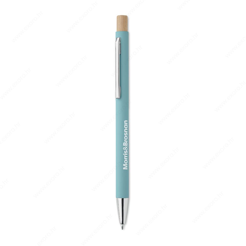 MO2309-66 Olovka kemijska BERGAMO Push button, plavi uložak, aluminijska, svjetlo plava