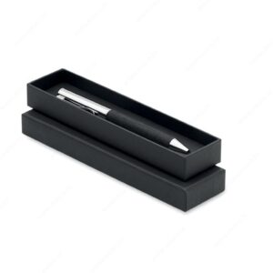 Olovka kemijska SCRIBI u poklon kutiji, plavi ispis, srebrno/crna