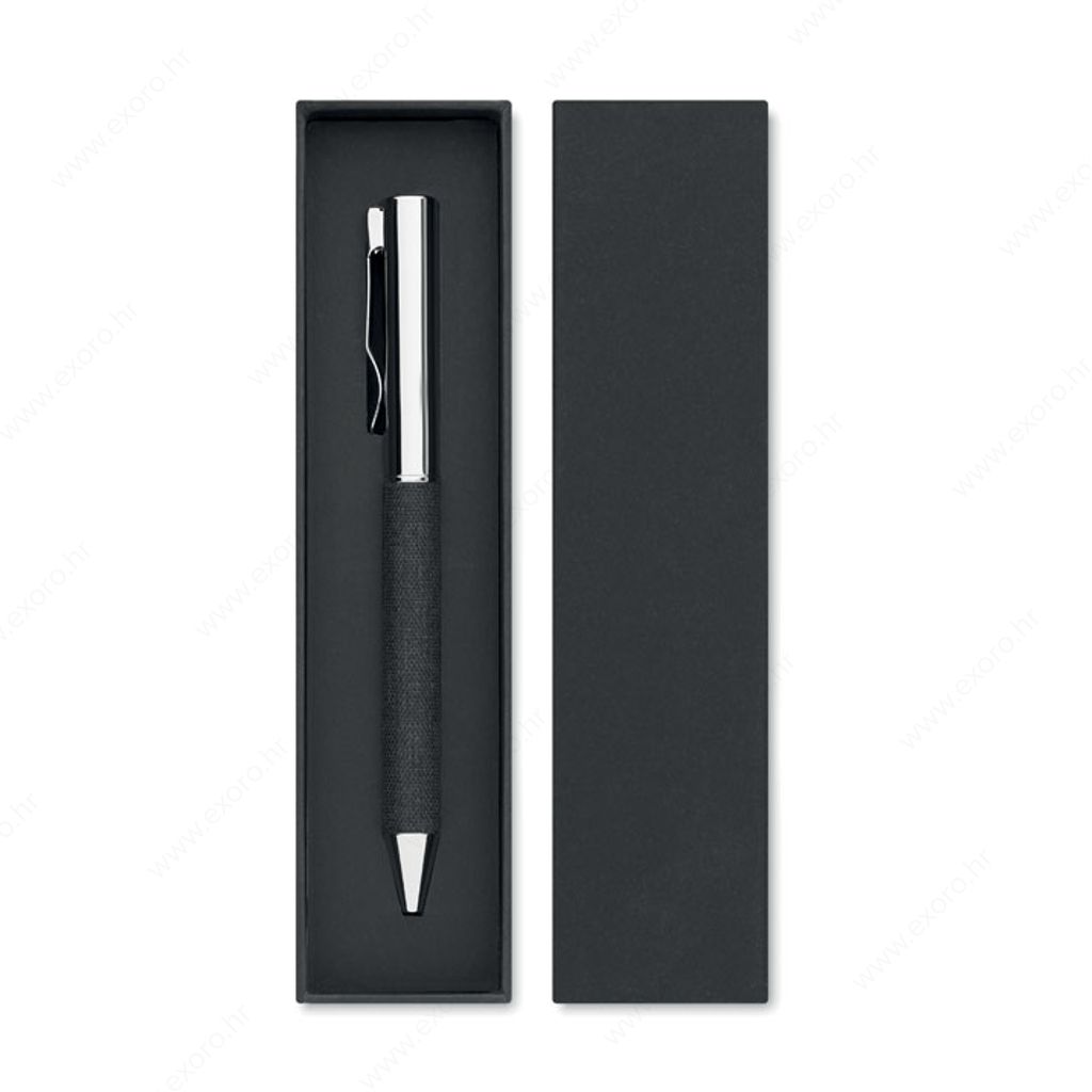 MO2332-03 Olovka kemijska SCRIBI u poklon kutiji, plavi ispis, srebrno/crna