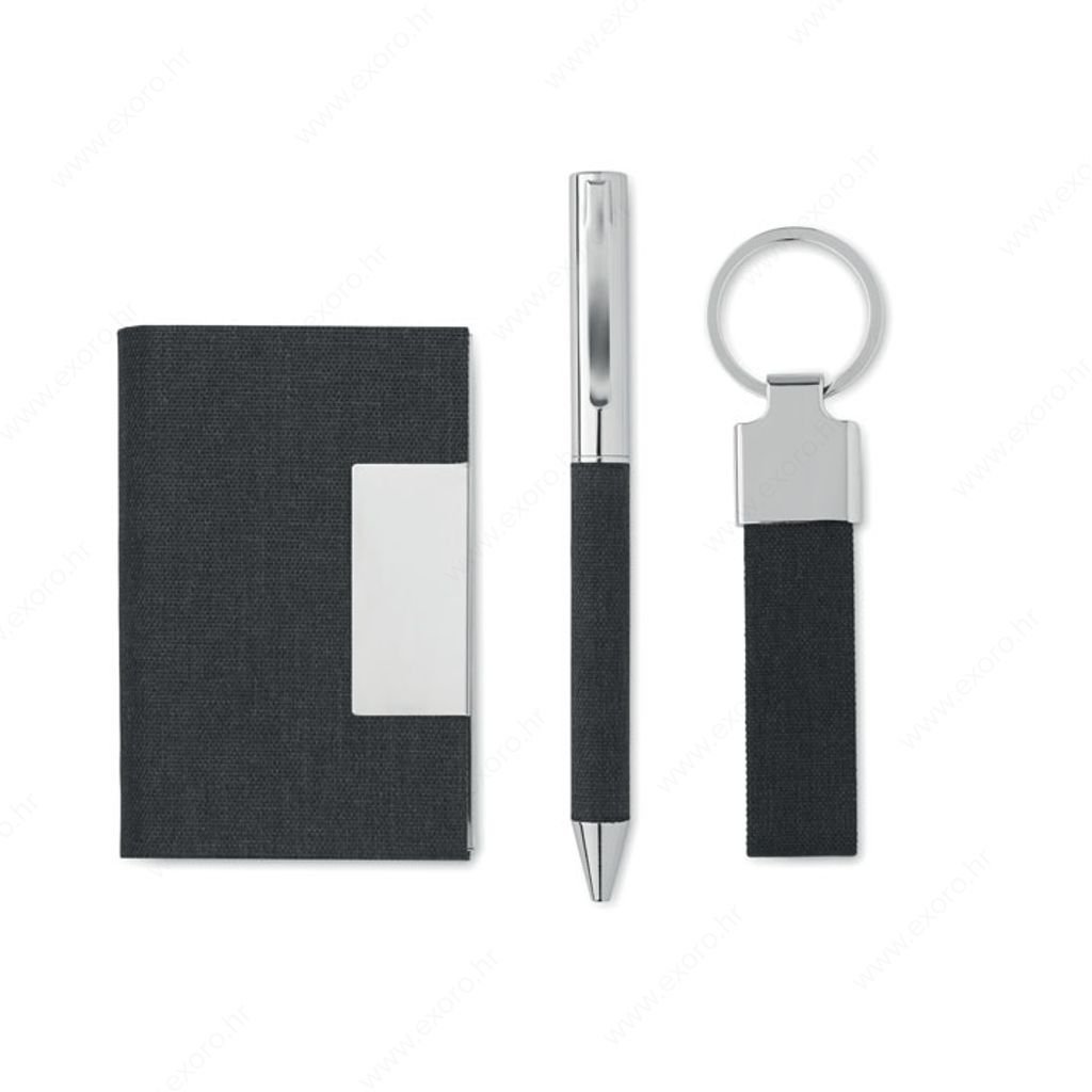 MO2334-03 Olovka kemijska + privjesak za ključeve + držač kartice SCRIBI 3, crni