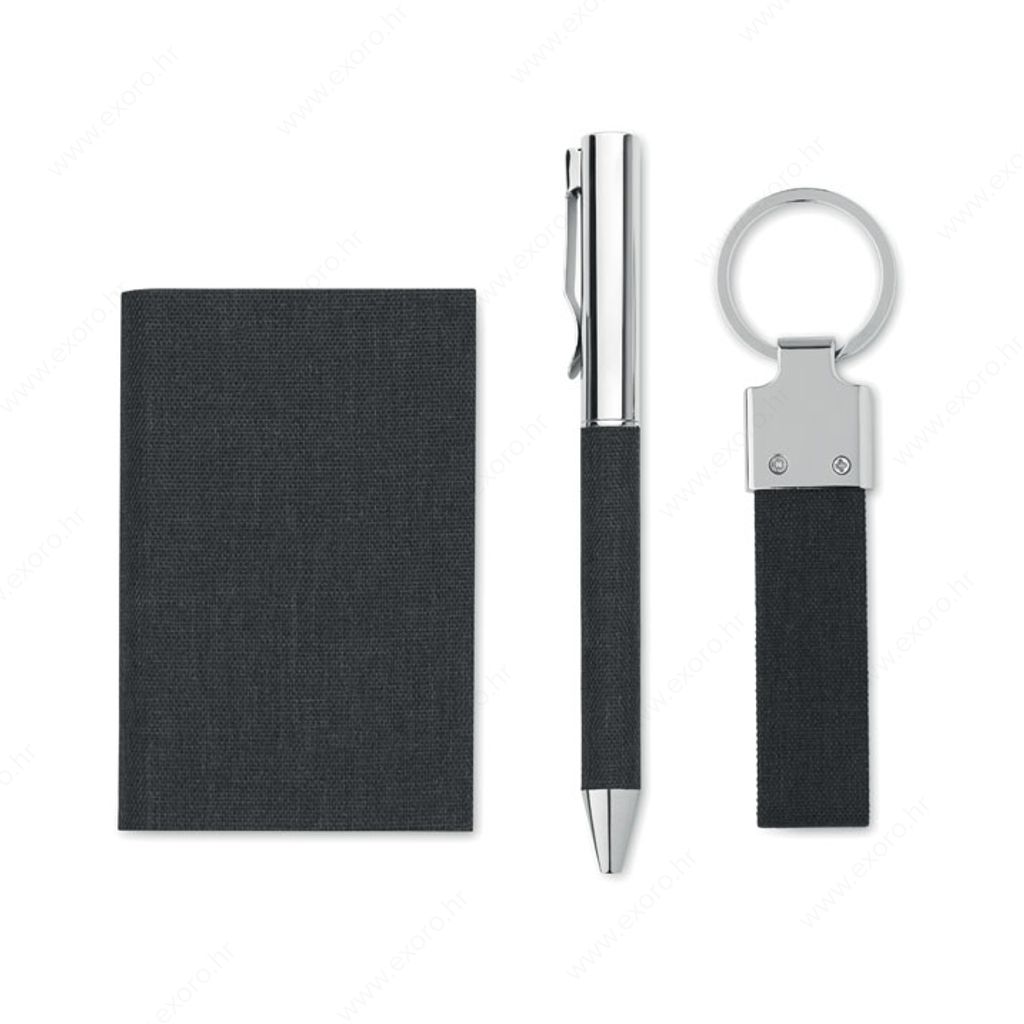 MO2334-03 Olovka kemijska + privjesak za ključeve + držač kartice SCRIBI 3, crni