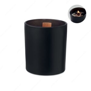 Svijeća mirisna vanilija KIVAS + kamenčići i drveni fitilj, crna