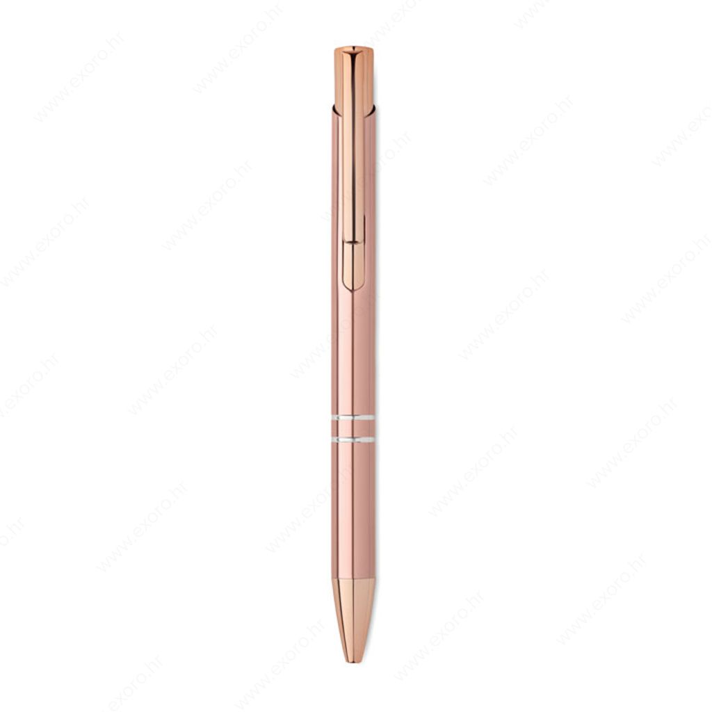 MO2371-95 Olovka kemijska BERN ROSE push button, plavi ispis, aluminijska, rose gold
