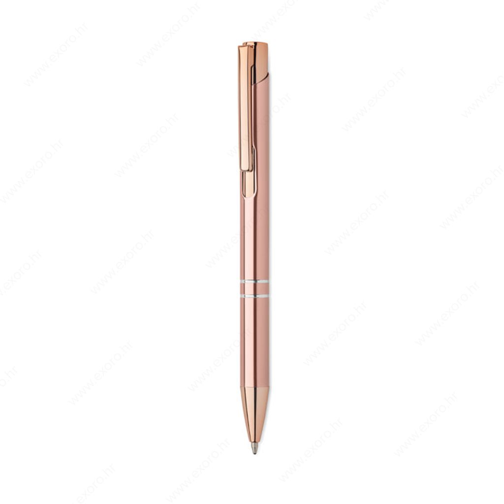 MO2371-95 Olovka kemijska BERN ROSE push button, plavi ispis, aluminijska, rose gold