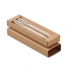 Olovka kemijska PEAT, set od pšenične slame/ABS, bež