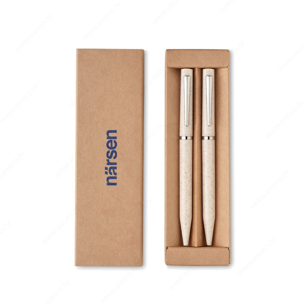 MO2448-13 Olovka kemijska PEAT, set od pšenične slame/ABS, bež