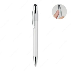 Olovka kemijska EDD aluminijska, plavi ispis, bijela