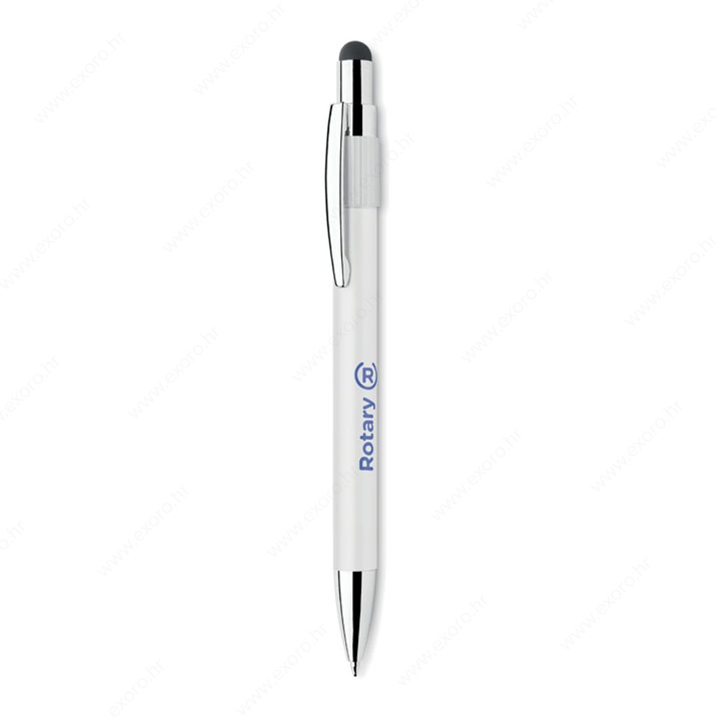 MO2488-06 Olovka kemijska EDD, aluminijska, plavi ispis, bijela