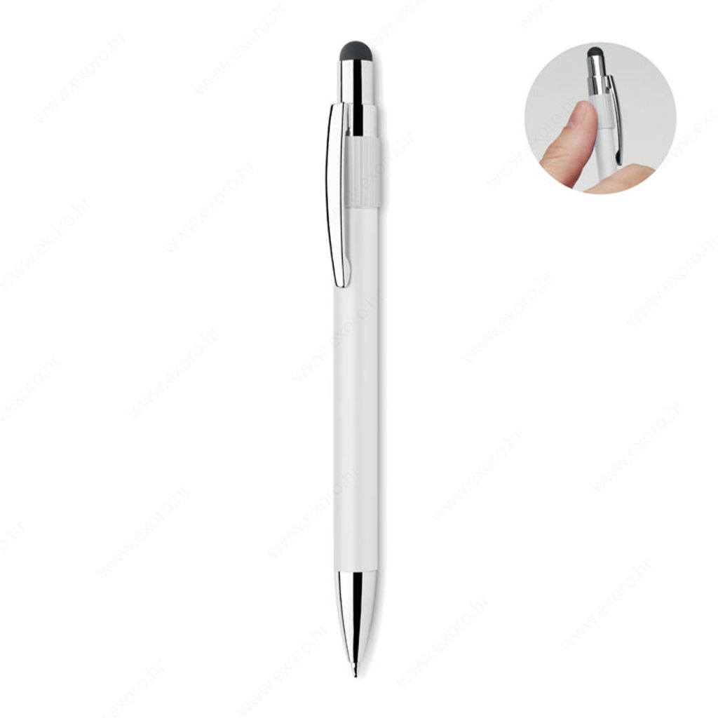 MO2488-06 Olovka kemijska EDD, aluminijska, plavi ispis, bijela