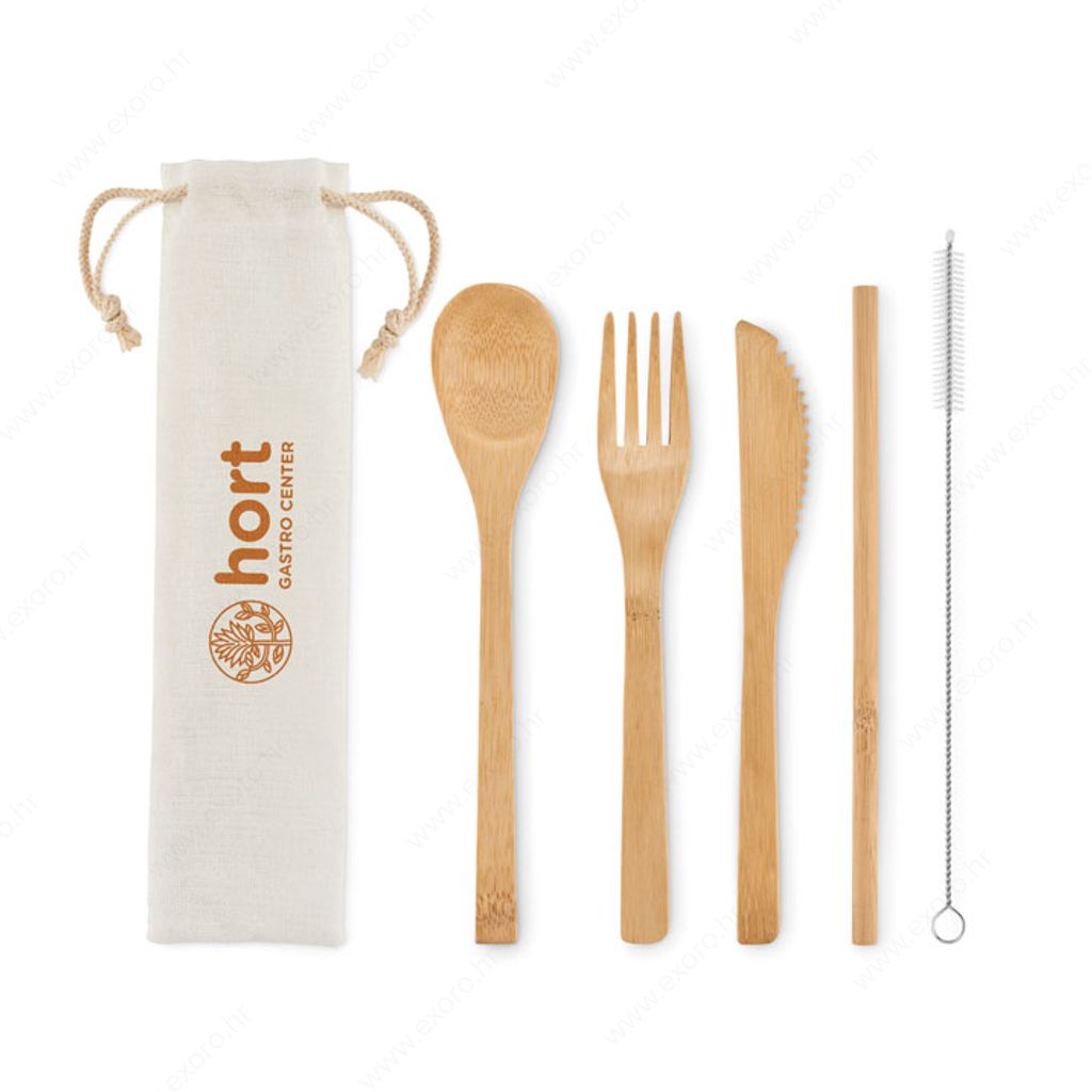MO6121-13 Pribor za jelo SETSTRAW, drveni, natur