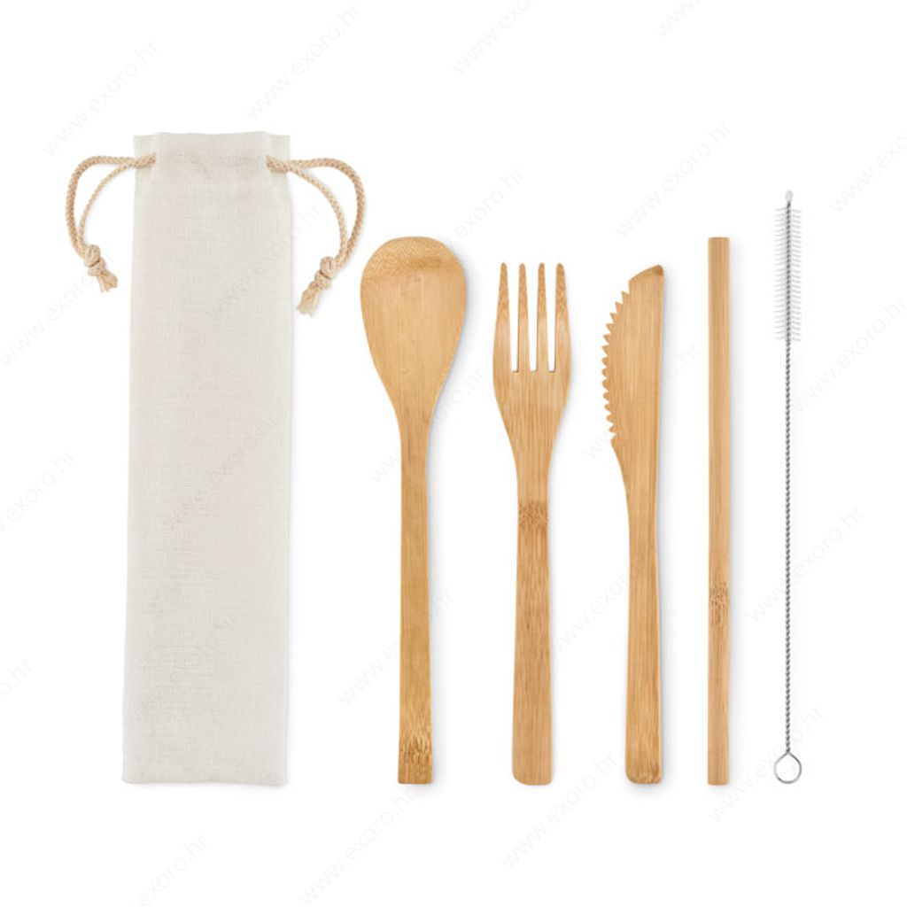 MO6121-13 Pribor za jelo SETSTRAW, drveni, natur