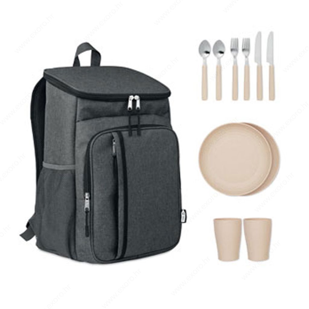 MO6167-03 Ruksak MONTECOOL + pribor za jelo za 2 osobe crni