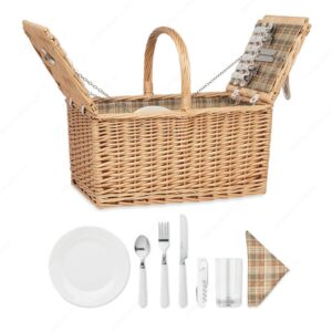Piknik košara set za 4 osobe MIMBRE PLUS drvena
