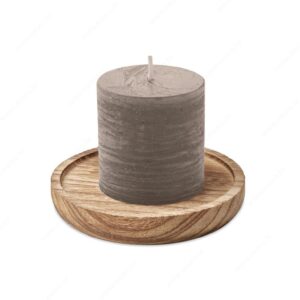 MO6282-07 Svijeća mirisna vanilija PENTAS + drvena podloga siva