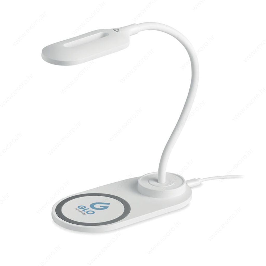MO6349-06 Stolna svjetiljka SATURN s 10 LED lampica i bežičnim punjačem od 10W, bijela