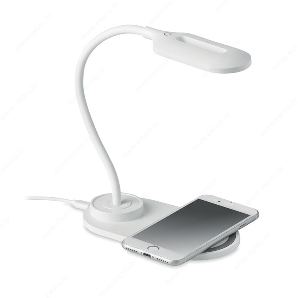 MO6349-06 Stolna svjetiljka SATURN s 10 LED lampica i bežičnim punjačem od 10W, bijela