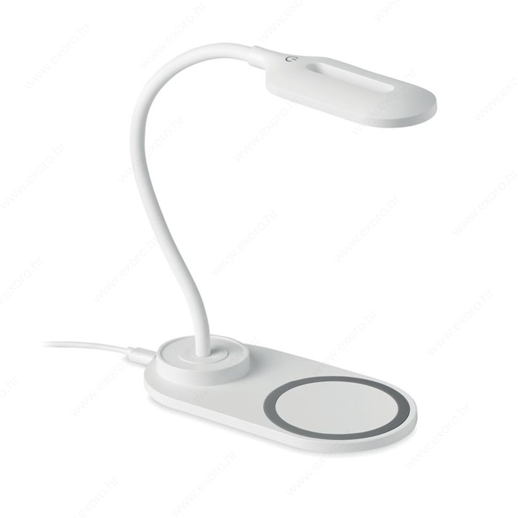 MO6349-06 Stolna svjetiljka SATURN s 10 LED lampica i bežičnim punjačem od 10W, bijela