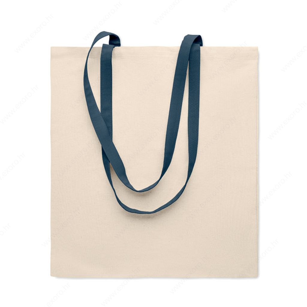 MO6437-04 Torba shopping ZEVRA 140gr. pamučna, duga ručka, natural/plava