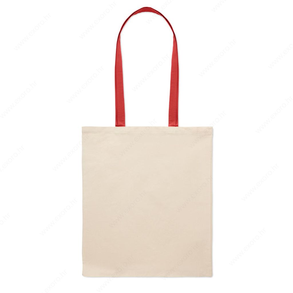 MO6437-05 Torba shopping ZEVRA 140gr. pamučna, duga ručka, natural/crvena