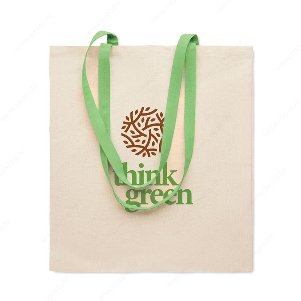 MO6437-48 Torba shopping ZEVRA 140gr. pamučna, duga ručka, natural/zelena