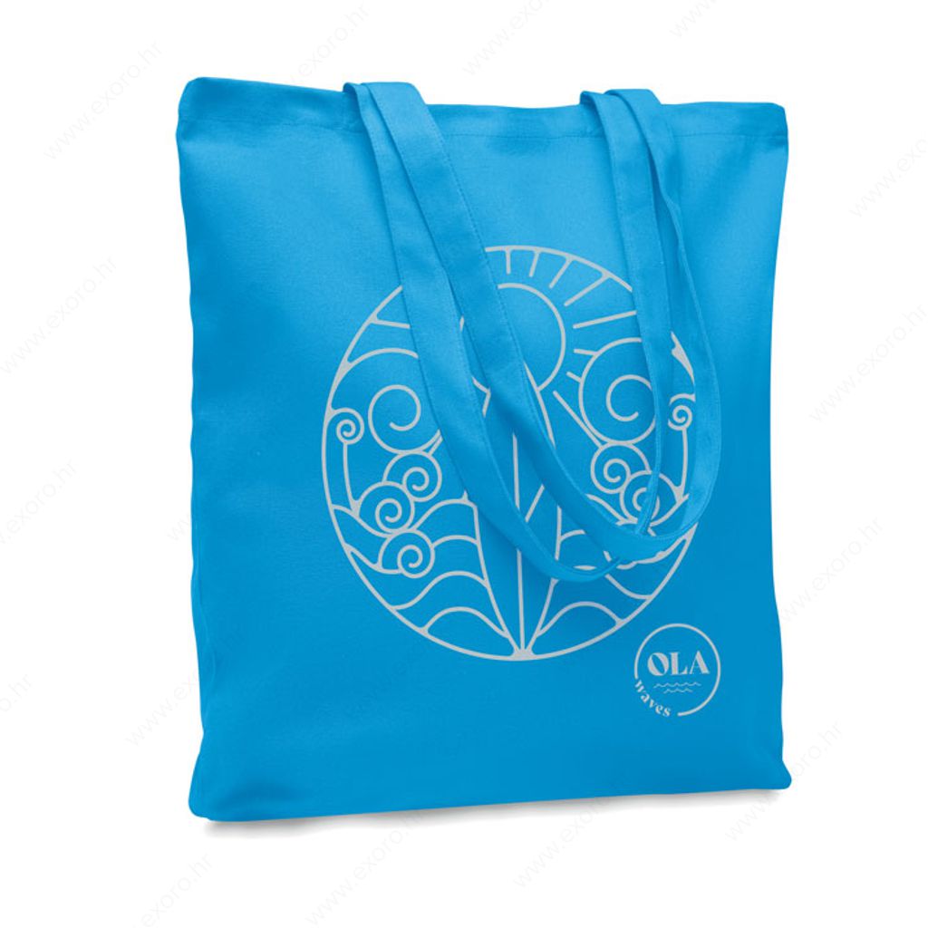 MO6442-12 Torba shopping RASSA COLOURED 38x42x9cm 270g. pamučna, duga ručka, tirkizna