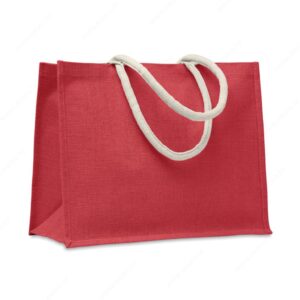 MO6443-05 Torba shopping AURA drvena drška, juta, crvena