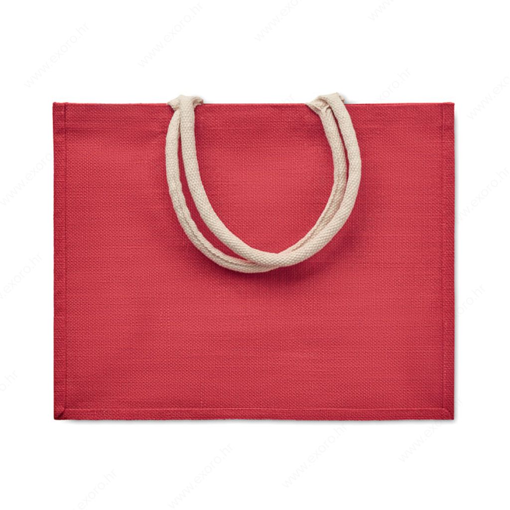 MO6443-05 Torba shopping AURA drvena drška, juta, crvena
