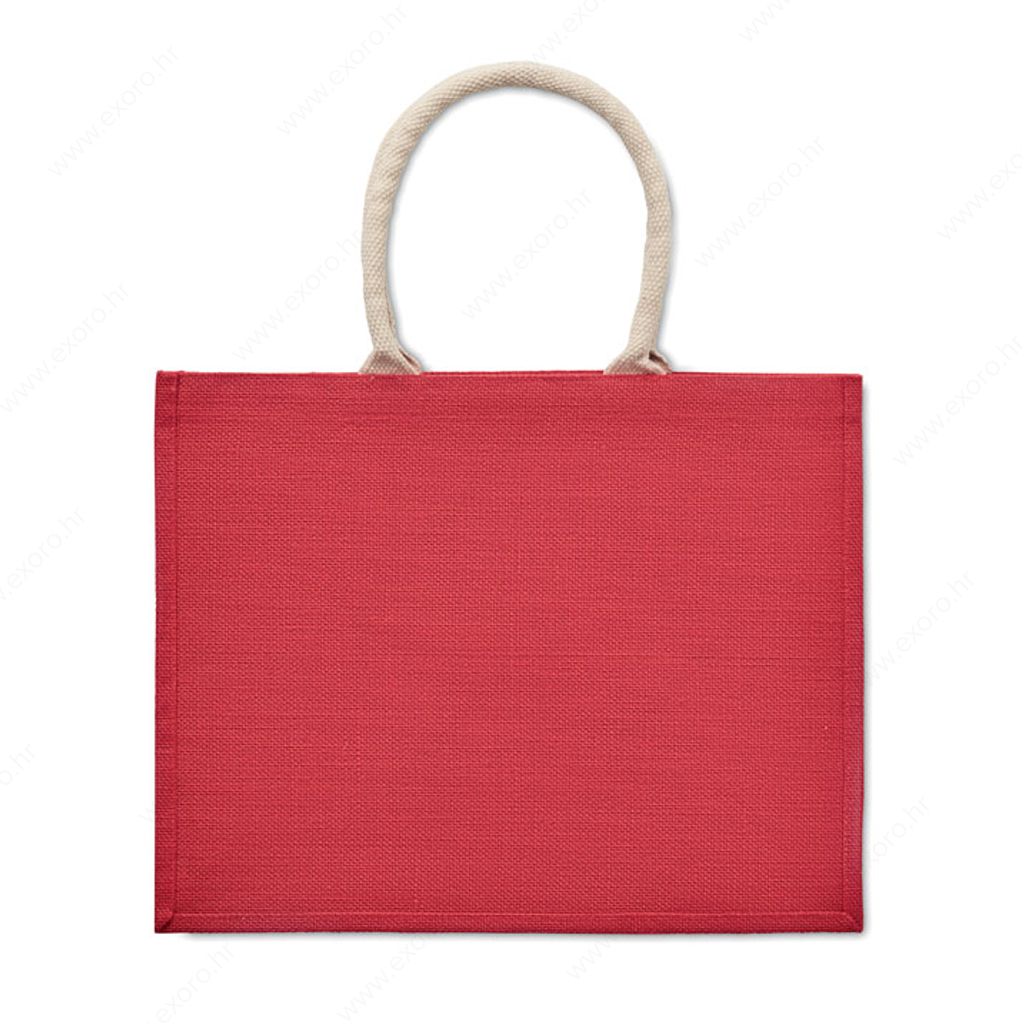 MO6443-05 Torba shopping AURA drvena drška, juta, crvena