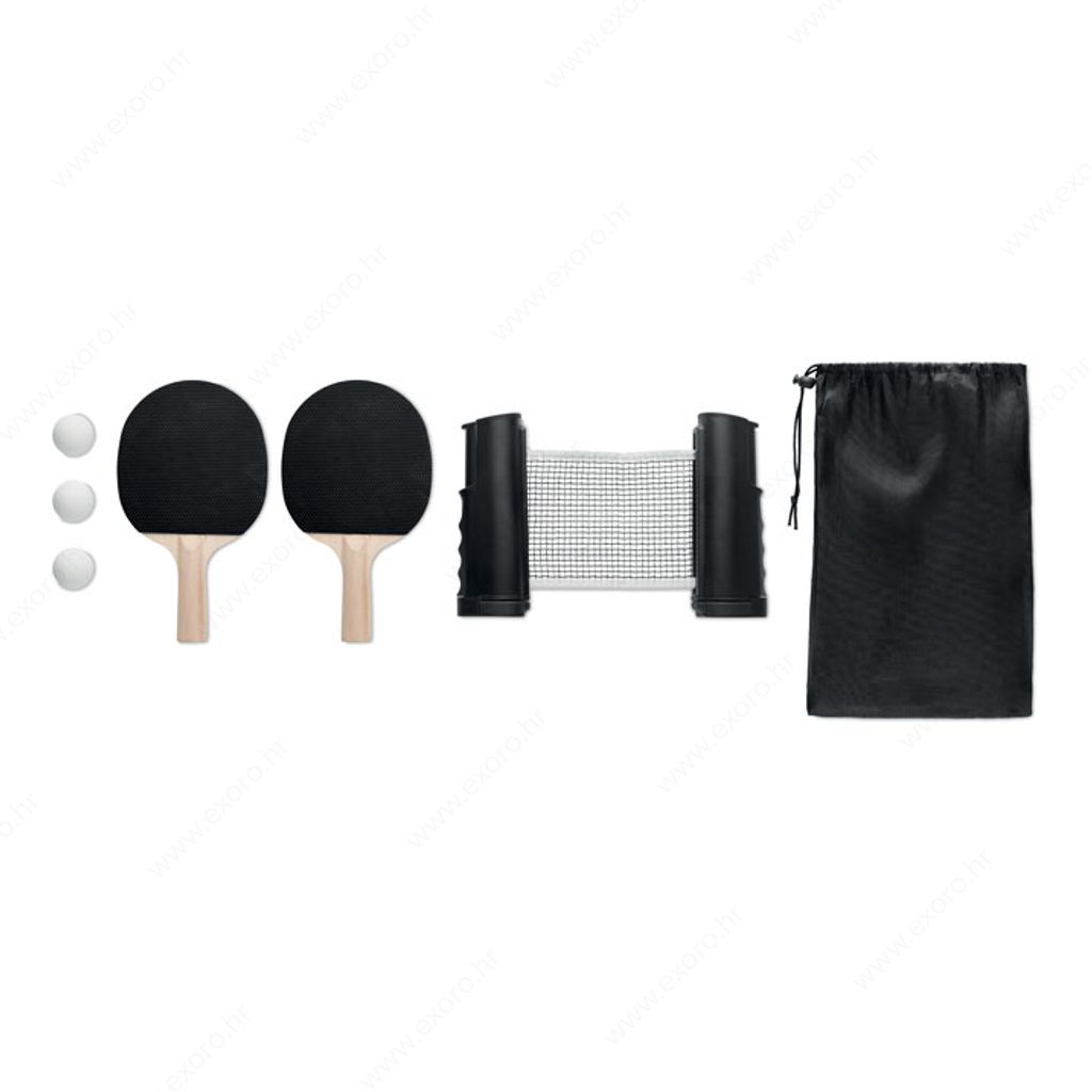 MO6517-03 Set za stolni tenis mrežica i dva reketa PING PONG crna
