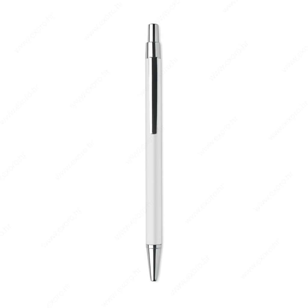 MO6560-06 Olovka kemijska DANA Push button, plavi ispis, aluminijska, bijela