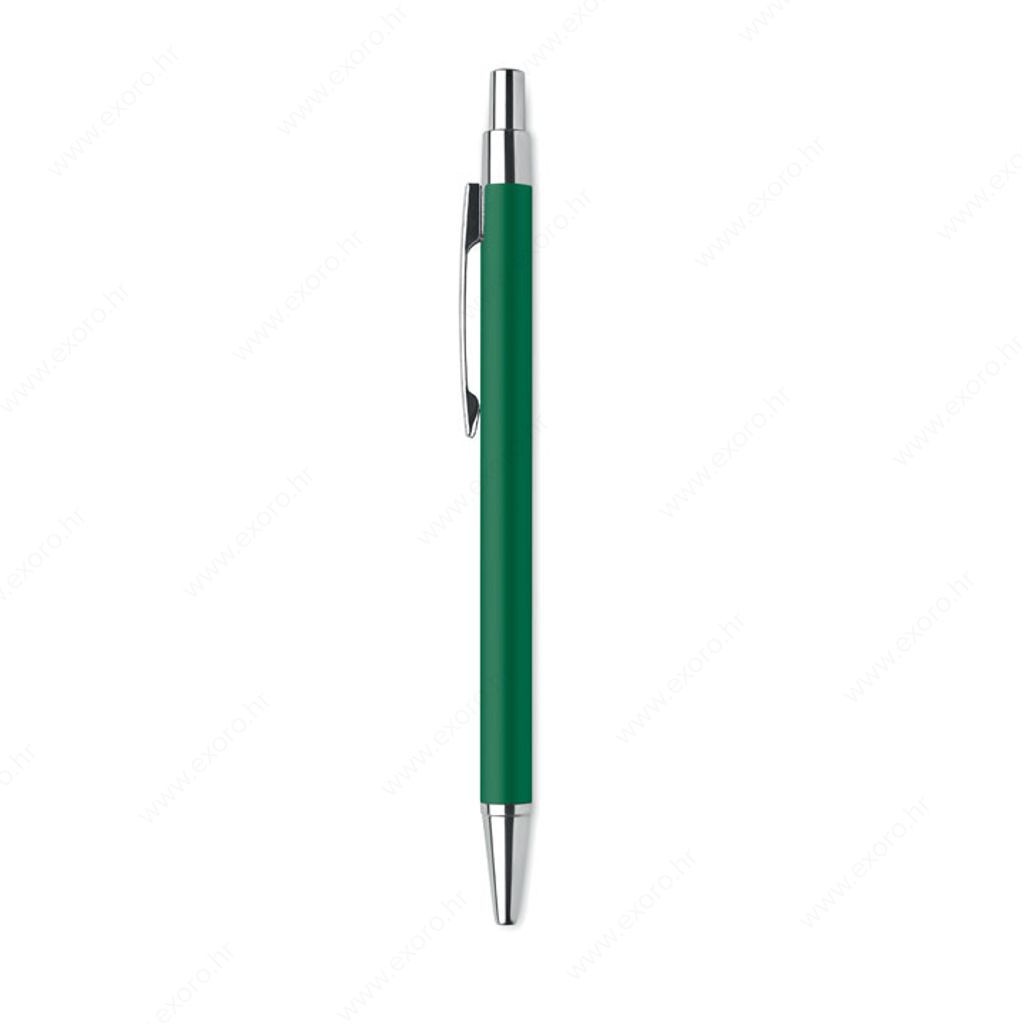 MO6560-09 Olovka kemijska DANA Push button, plavi ispis, aluminijska, zelena