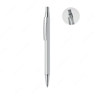 Olovka kemijska DANA Push button, plavi ispis, aluminijska, srebrna