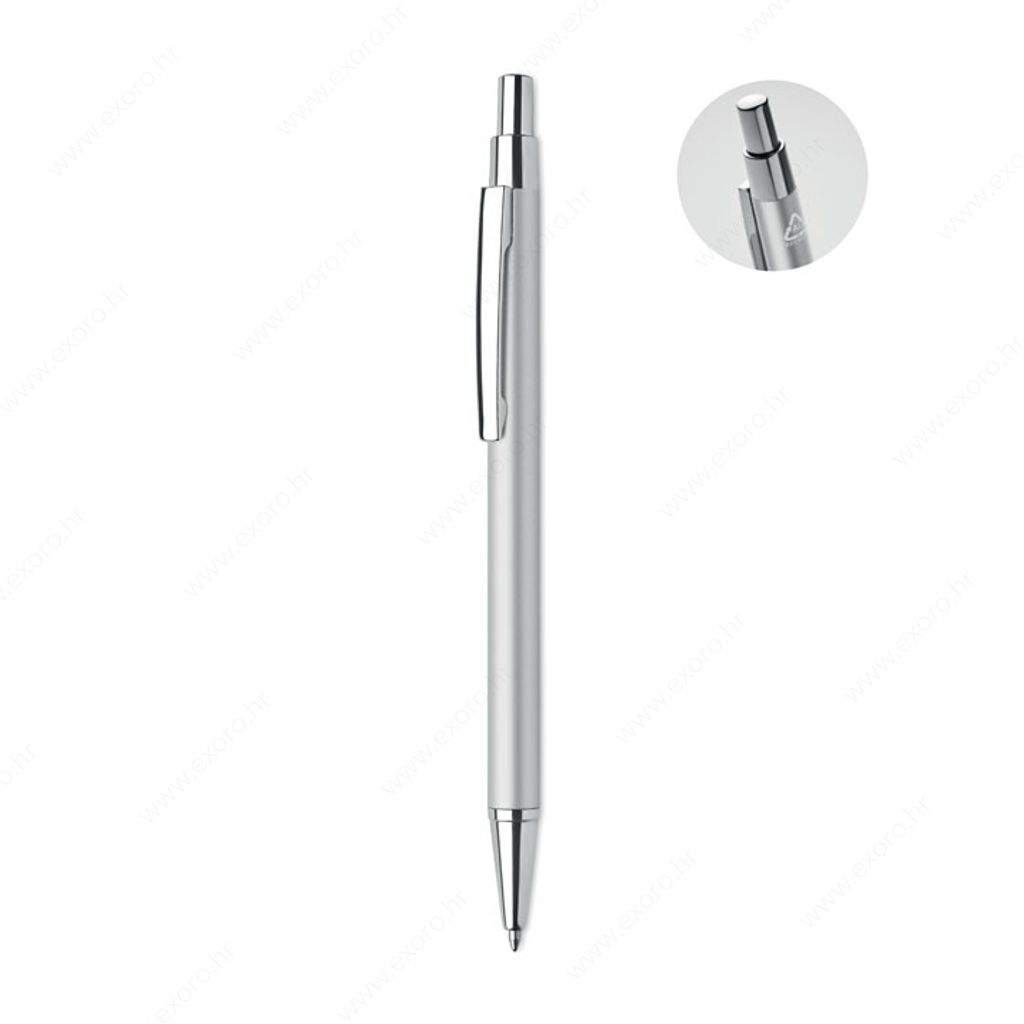 MO6560-14 Olovka kemijska DANA Push button, plavi ispis, aluminijska, srebrna